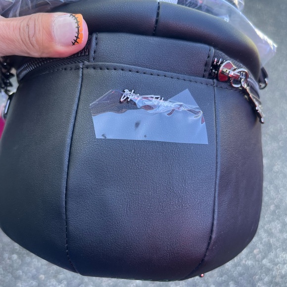 Betsey Johnson Black Crossbody Bag with Green Glitter and Orange Flames - Picture 12 of 14